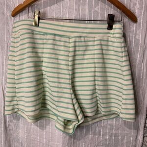 Missguided comfy lounge shorts in cream and green striped